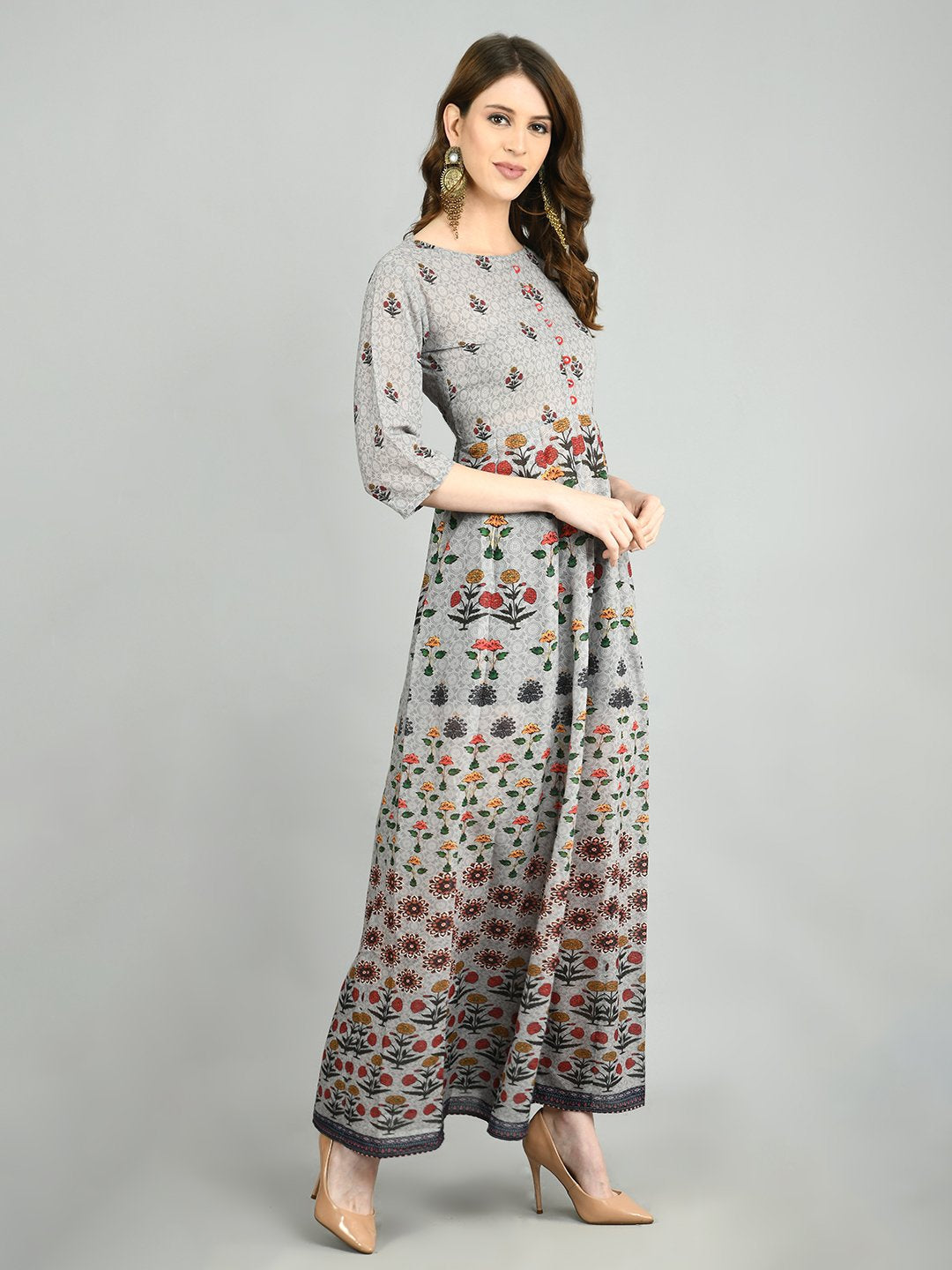 Women's Elegant Cotton Grey Western Dress