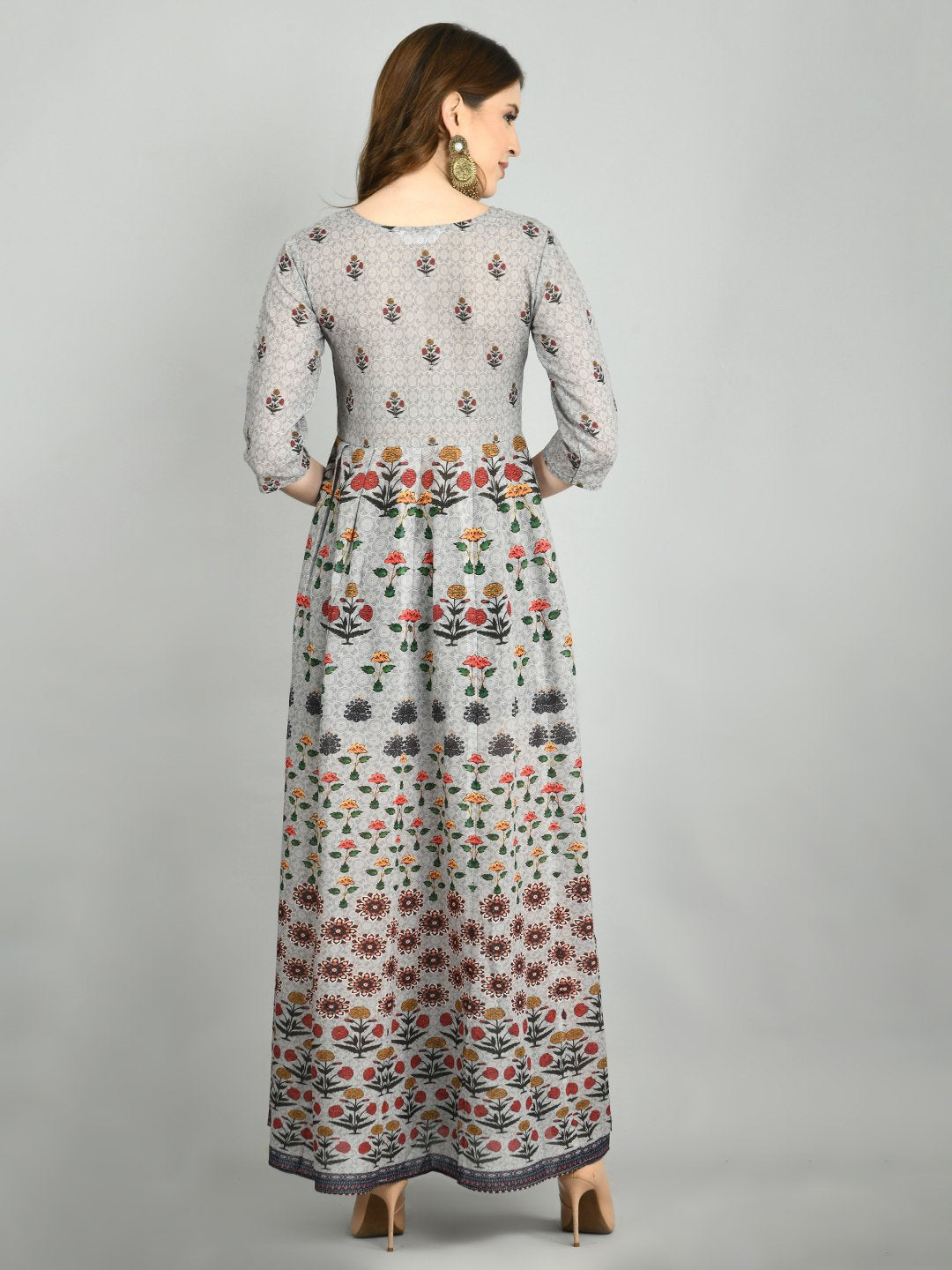 grey western dress for women Tempting Grey Embroidered Designer Indo Western Dress