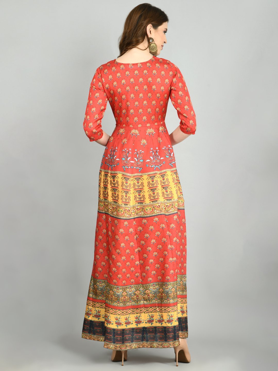 Women's Elegant Cotton Western Long Dress - Stilento