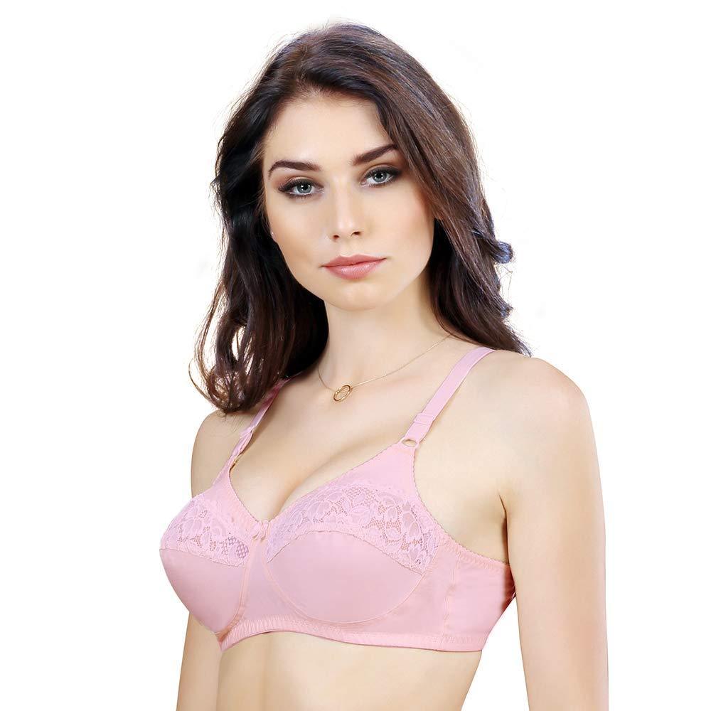 Women's Full Coverage Non Padded Wire free Pink Trinity Bra