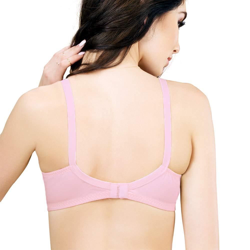 Women's seamless full coverage Cotton non padded t-shirt bra pink