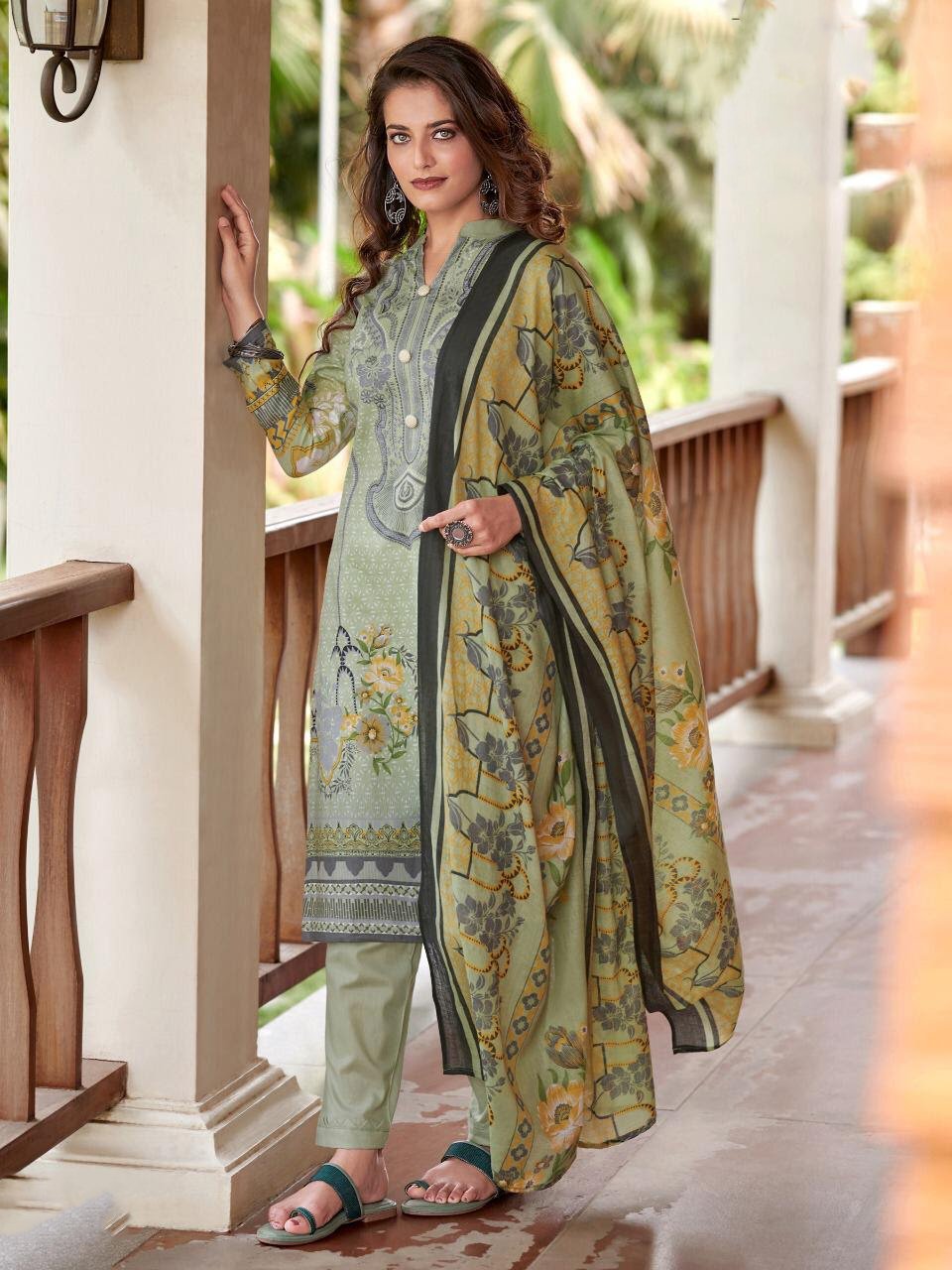 Women's Green Pakistani suits Karachi Dress Material - Stilento