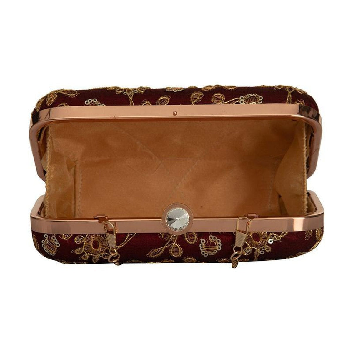 Women's Maroon Handcrafted Party wear Embroidered Clutch Purse