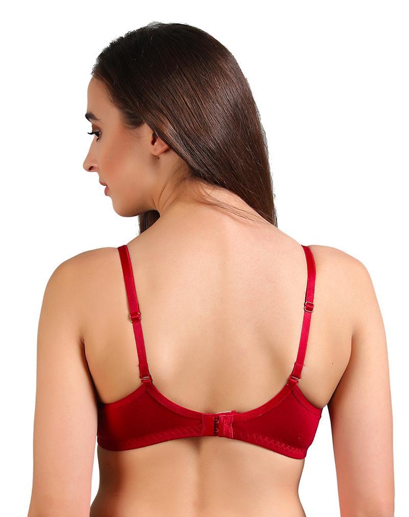 Women's non padded seamless soft cotton t shirt bra-Maroon