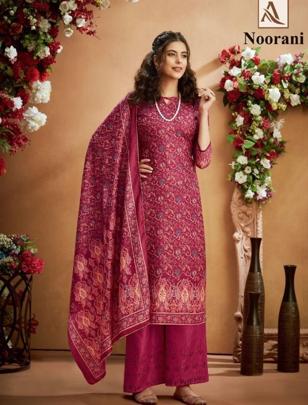Women's Noorani Pure Pashmina Suit Dress Material - Stilento