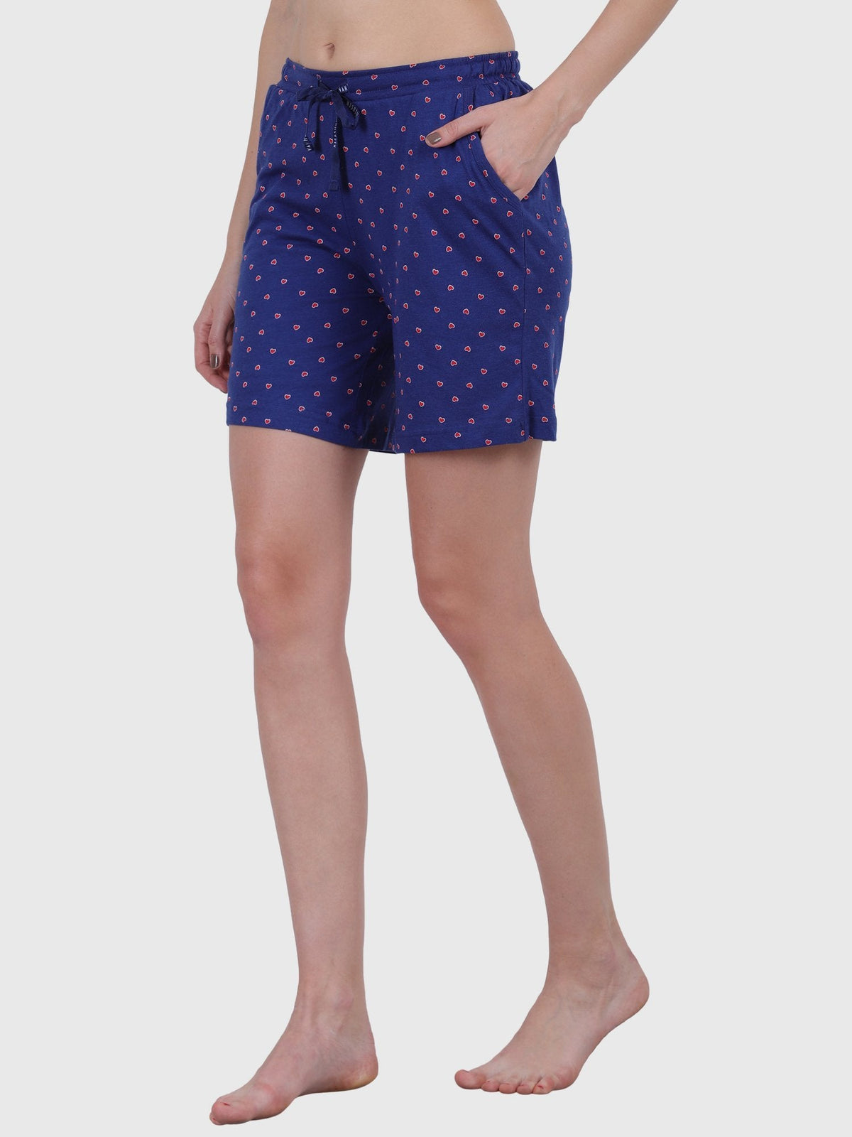 Women's Printed Cotton Night Lounge Shorts Dark Blue