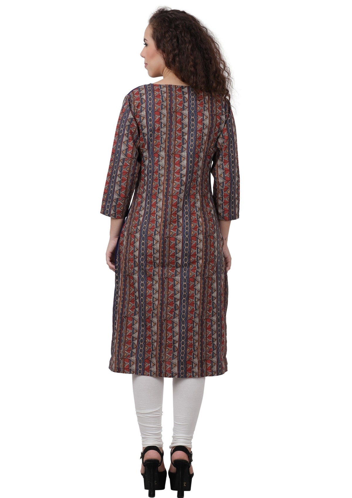 Women's Printed Cotton Regular Kurta Blue