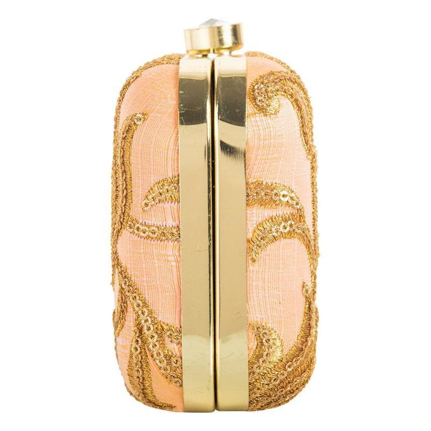 Women's Stylish Gold and Peach Party Wear Latest Design Clutch - Stilento