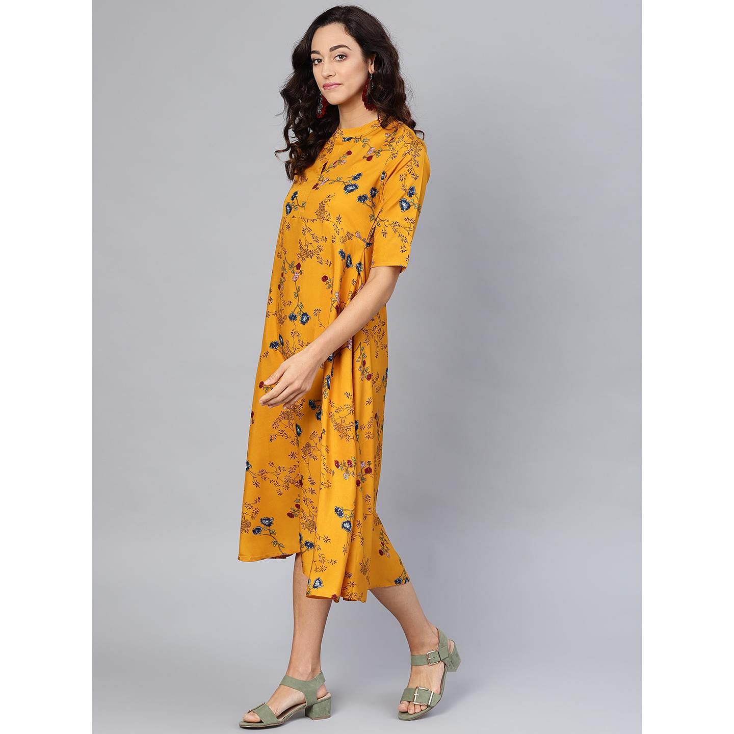 Yellow best sale crepe dress