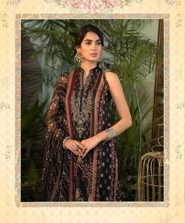 Women Unstitched Cotton Black Pakistani Suit Dress material - Stilento