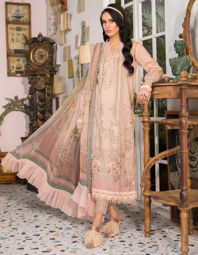 Women Unstitched Cotton Pink Pakistani Suit Dress material - Stilento