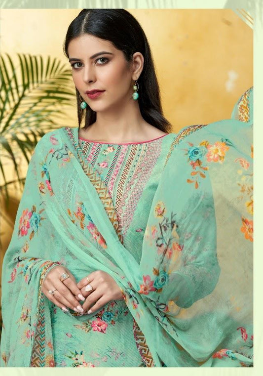 Women Unstitched Pure Cotton Suits with chiffon dupatta