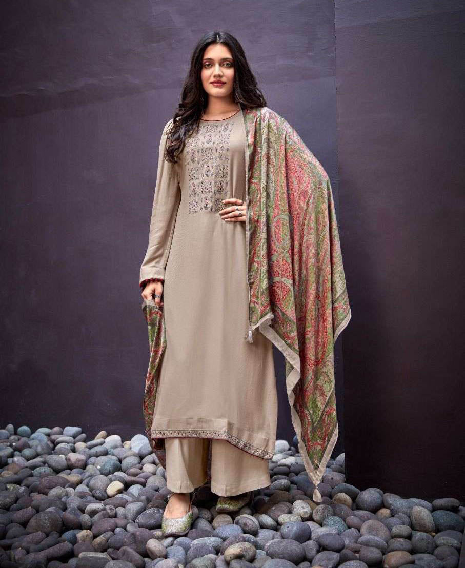 Woolen Pashmina Embroidered Unstitched Winter Suits Material - Stilento