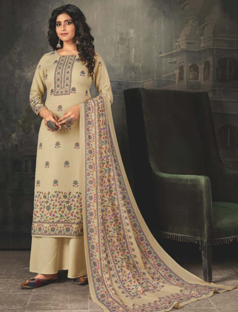 Woolen Pashmina Unstitched Winter Suit Dress Material for Ladies