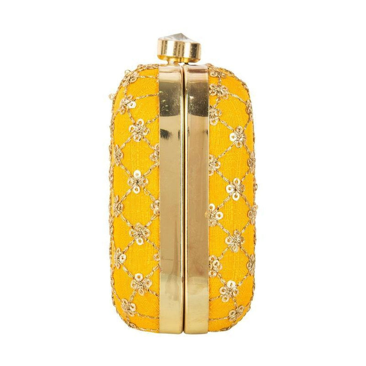 Yellow Handcrafted Embroidered Party Wear Ladies clutch bags