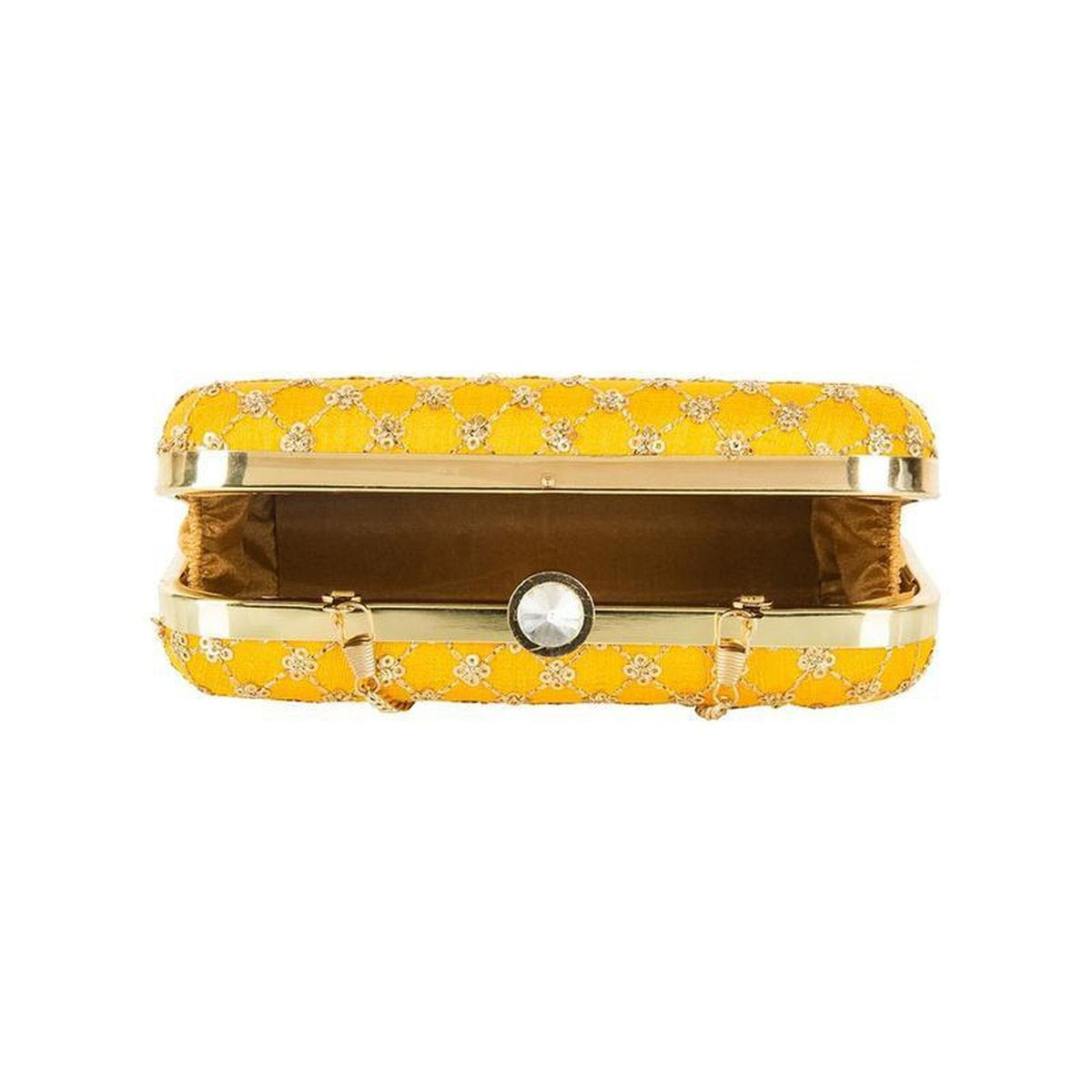 Yellow Handcrafted Embroidered Party Wear Ladies clutch bags