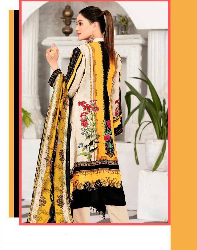 Yellow Lawn Cotton Salwar Kameez Dress Material for Women - Stilento