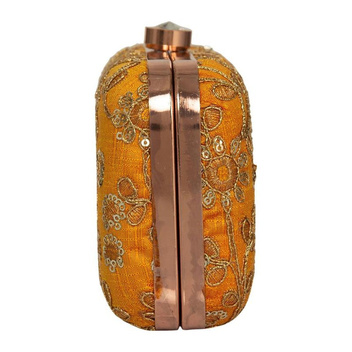 Yellow Party Wear Zari Embroidered Ladies Clutch