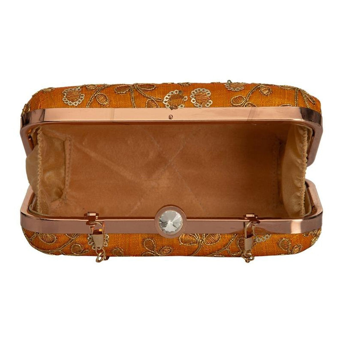 Yellow Party Wear Zari Embroidered Ladies Clutch