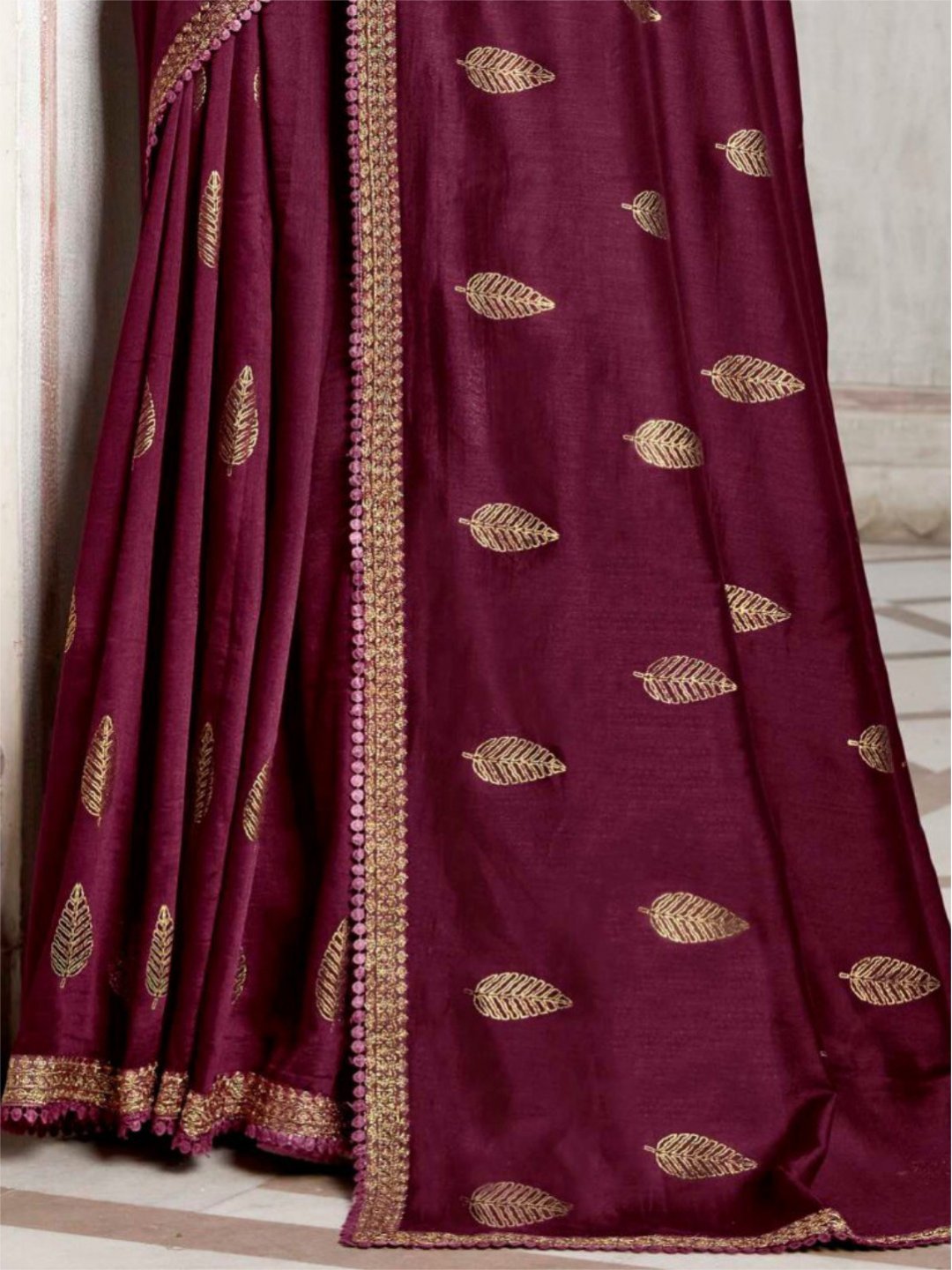 Zari Work Designer Purple Cotton Silk Woman Saree - Stilento