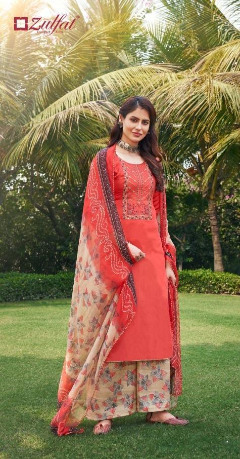 Zulfat Designer Women Unstitched cotton salwar suits - Stilento